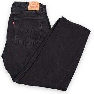Levis 501 Jeans Men 40x30 Black Dark Wash Y2K Biker Cowboy Button Fly Minimalist